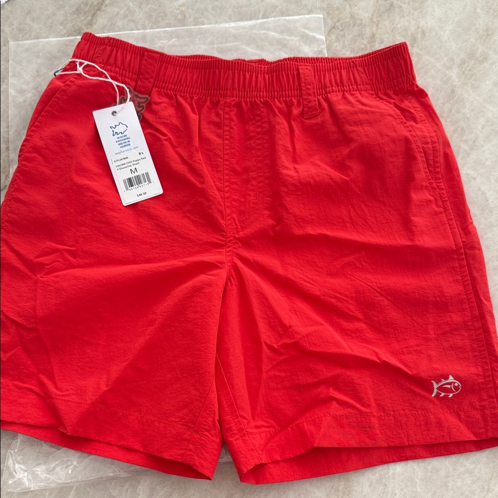 Southern Tide Boys Red Elastic Waist Swim Shorts